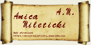 Anica Mileticki vizit kartica